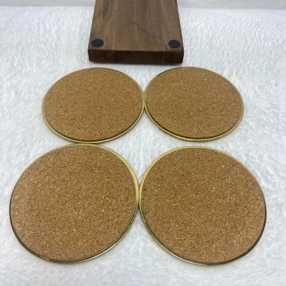 Vintage Duck Coasters Brass Wood Coaster Set of 4 Wooden Holder Man Cave‎ Bar